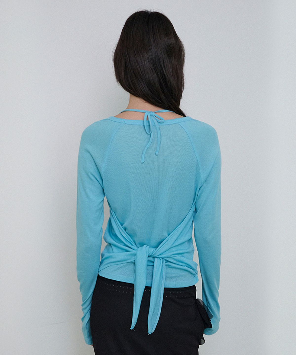 프리퍼프리퍼(PREFERPREFER) Tie Longsleeve Tee (Sky Blue)