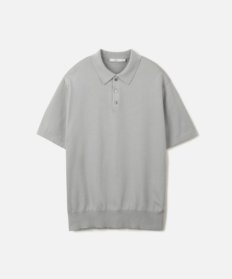 수피마 코튼 칼라 하프 니트 LIGHT GRAY