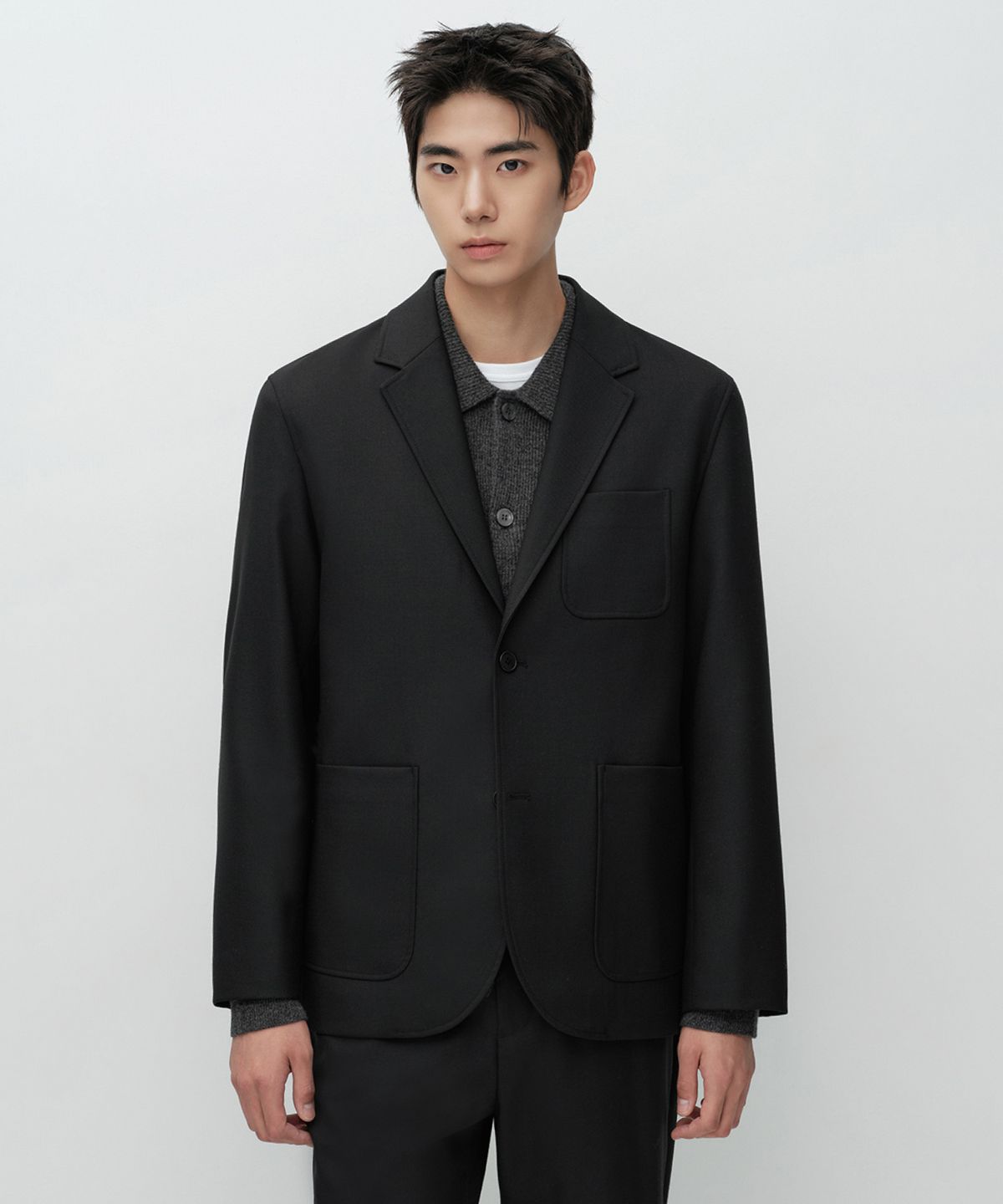 무신사 스탠다드(MUSINSA STANDARD) [시티 워커스] 울 블렌드 블레이저 [블랙]