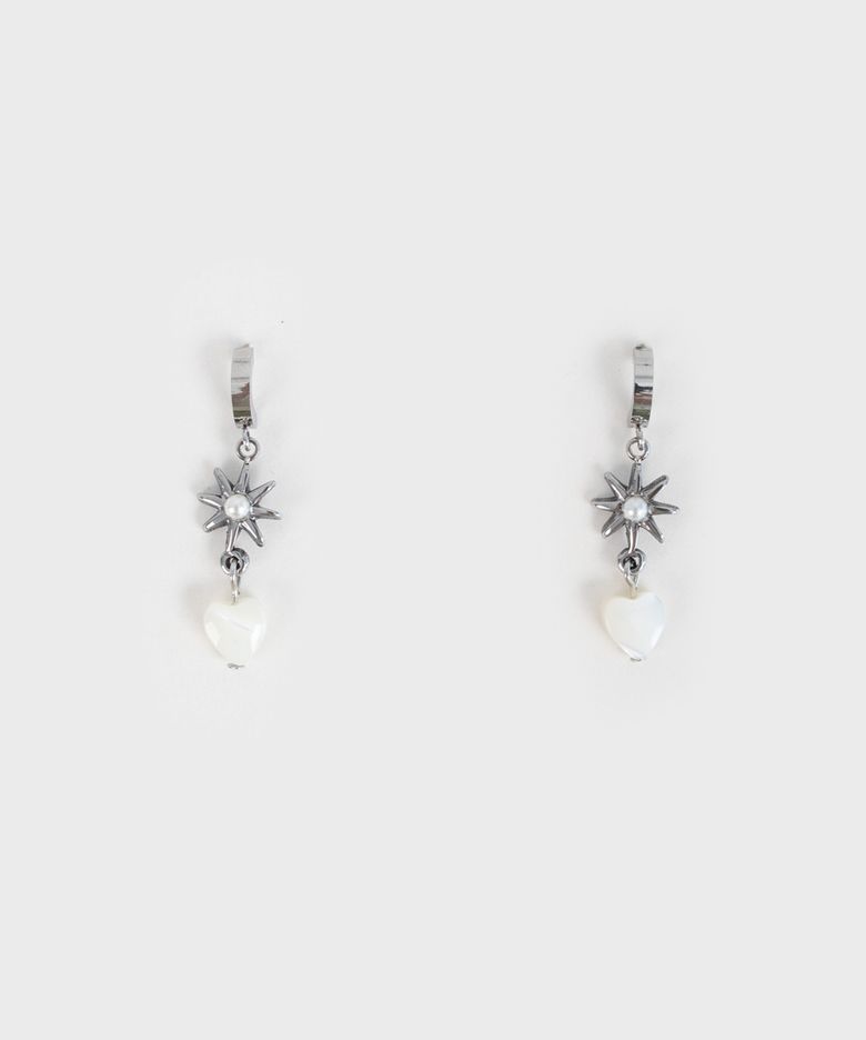Sun and heart drop earring