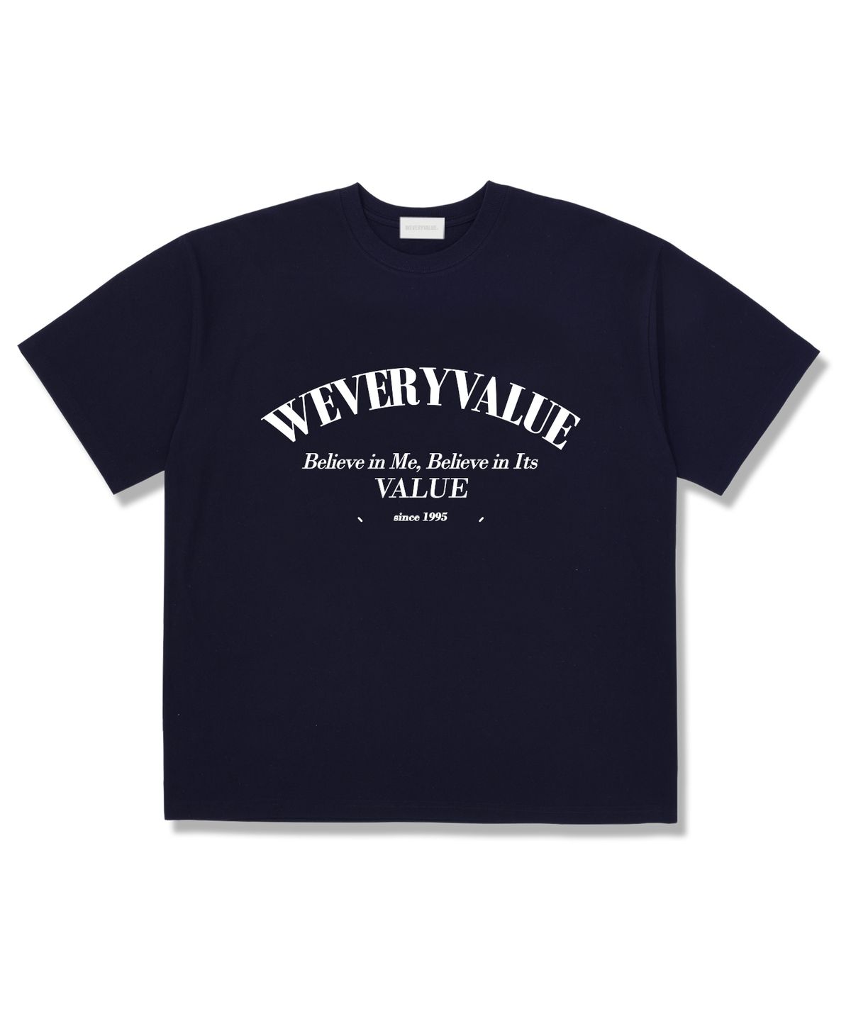 위베리벨류(WEVERYVALUE) 빌리브인미 오버핏 반팔티셔츠 네이비