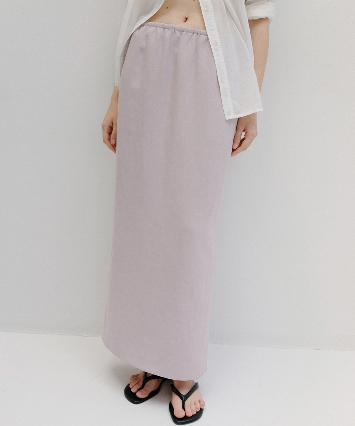 블랭크03(BLANK03) linen banding long skirt (lavender pink)