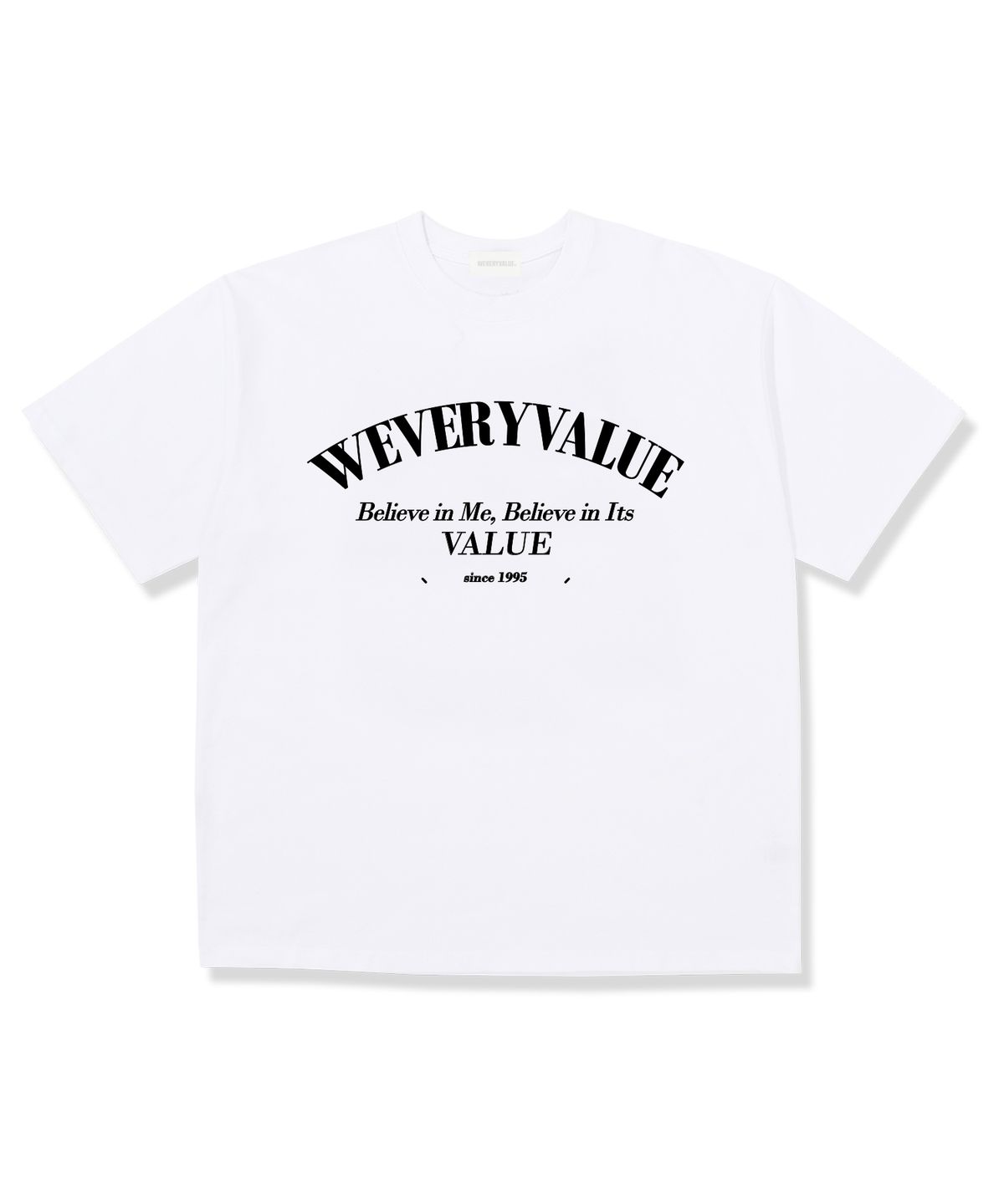 위베리벨류(WEVERYVALUE) 빌리브인미 오버핏 반팔티셔츠 화이트