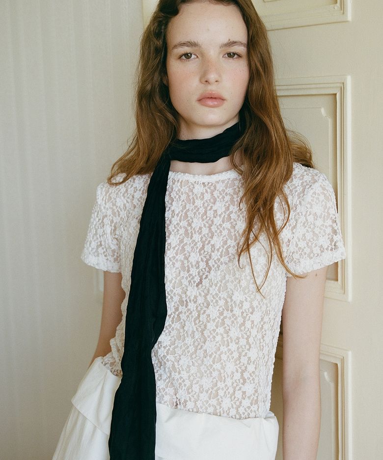 two-way scoop neck lace t-shirt (2colors)