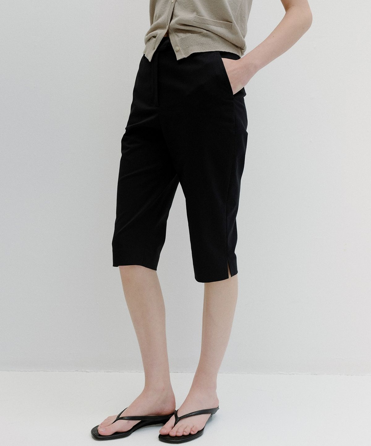 블랭크03(BLANK03) classic capri pants (black)