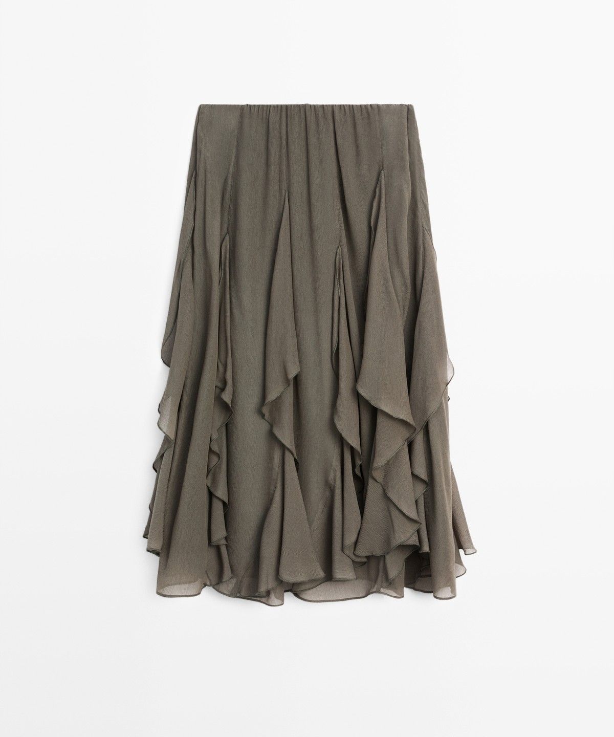 마시모두띠(MASSIMO DUTTI) 프릴 디테일 플루이드 미디 스커트