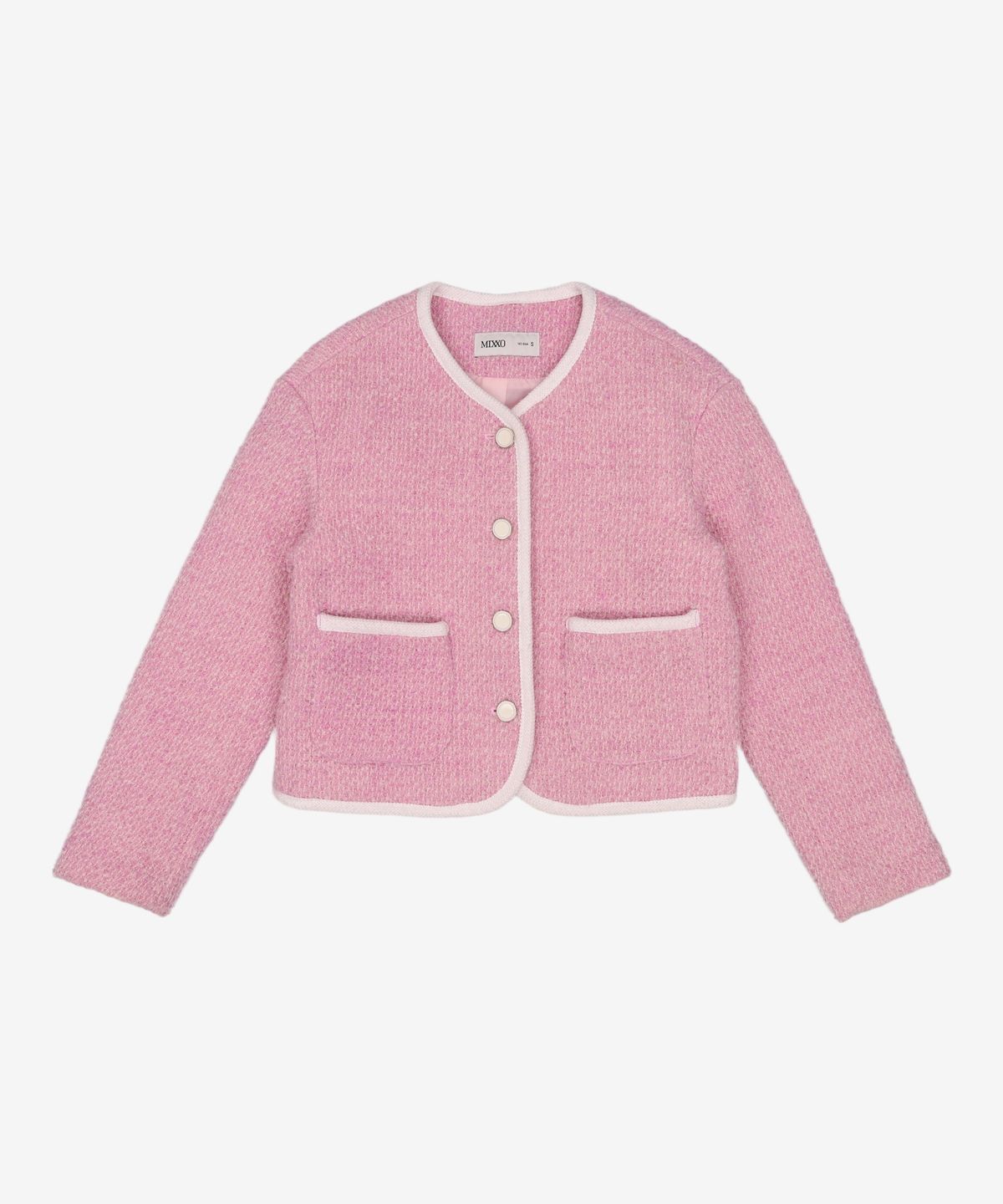 미쏘(MIXXO) 배색 트위드 숏 자켓 MIWJKD221G S