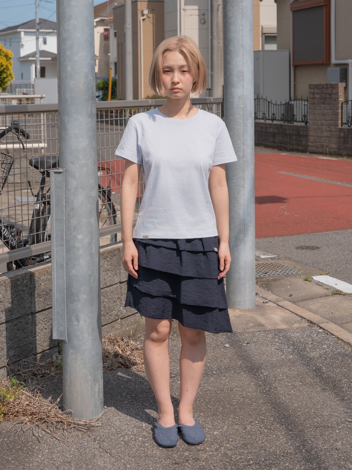 피브스피브스(PEEVES PEEVES) Tiered Panel Skirt / Navy