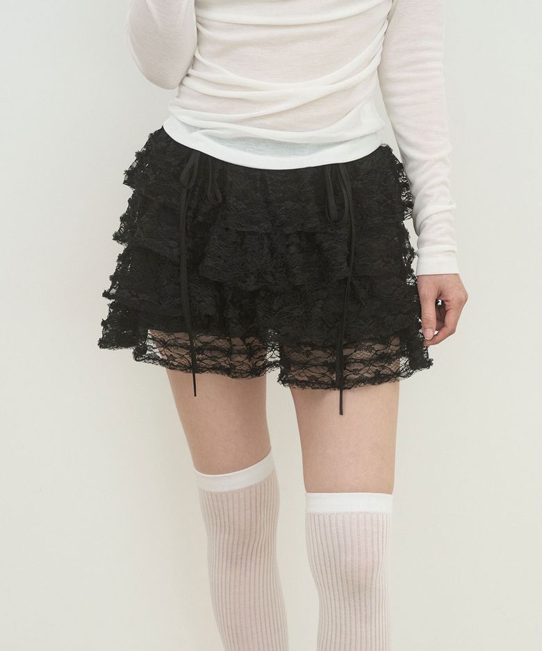 엔젤 레이스 투투 미니 스커트 팬츠 블랙