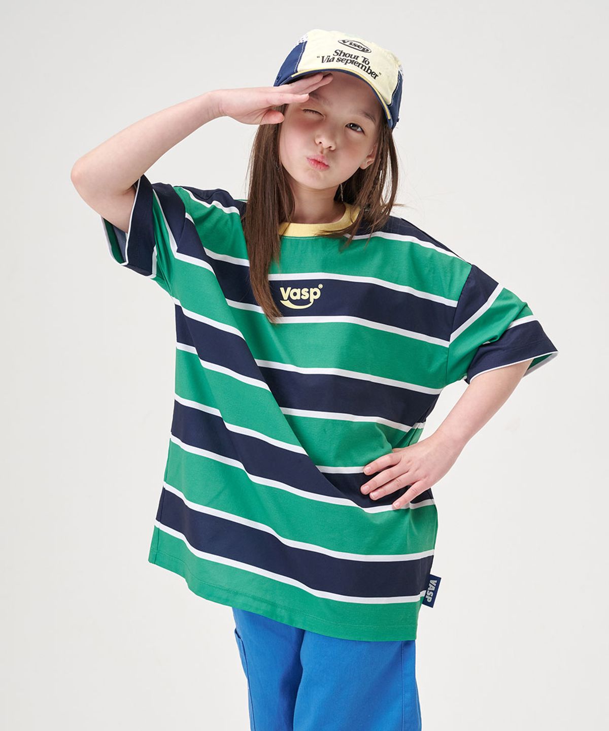 비아셉템버(VIASEPTEMBER) 롬 소로나 스트라이프 하프 티 그린