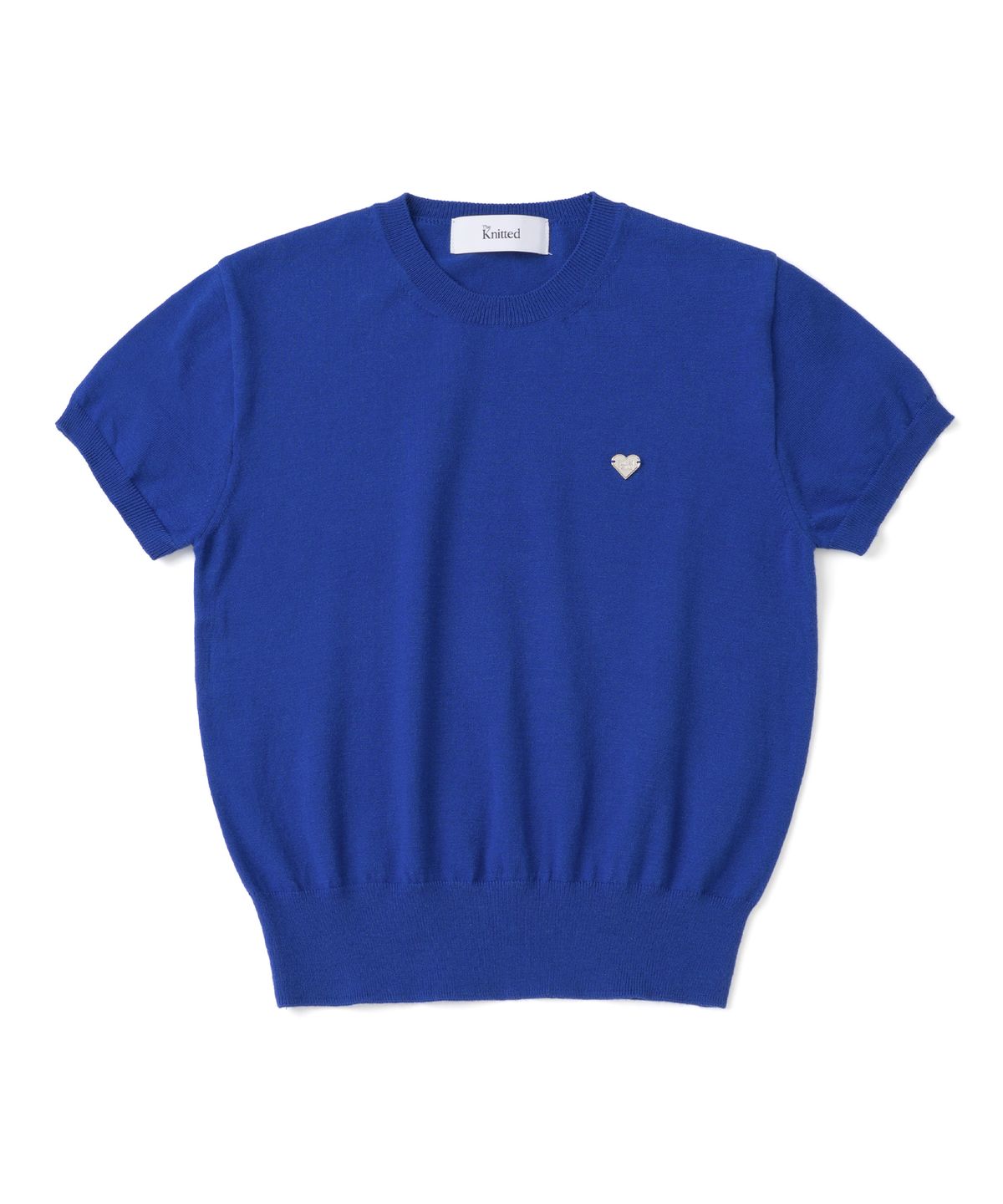 니티드(KNITTED) (W) 베이직 에센셜 워셔블 라운드 반팔 니트 COBALT BLUE