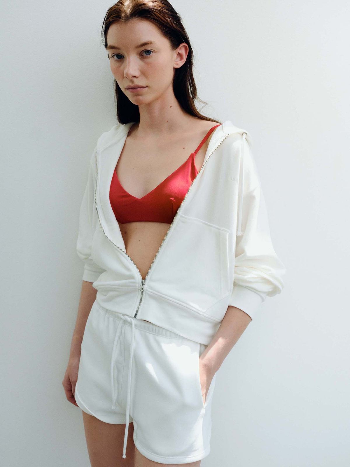 오베르(AUBER) String Sweat Shorts - White