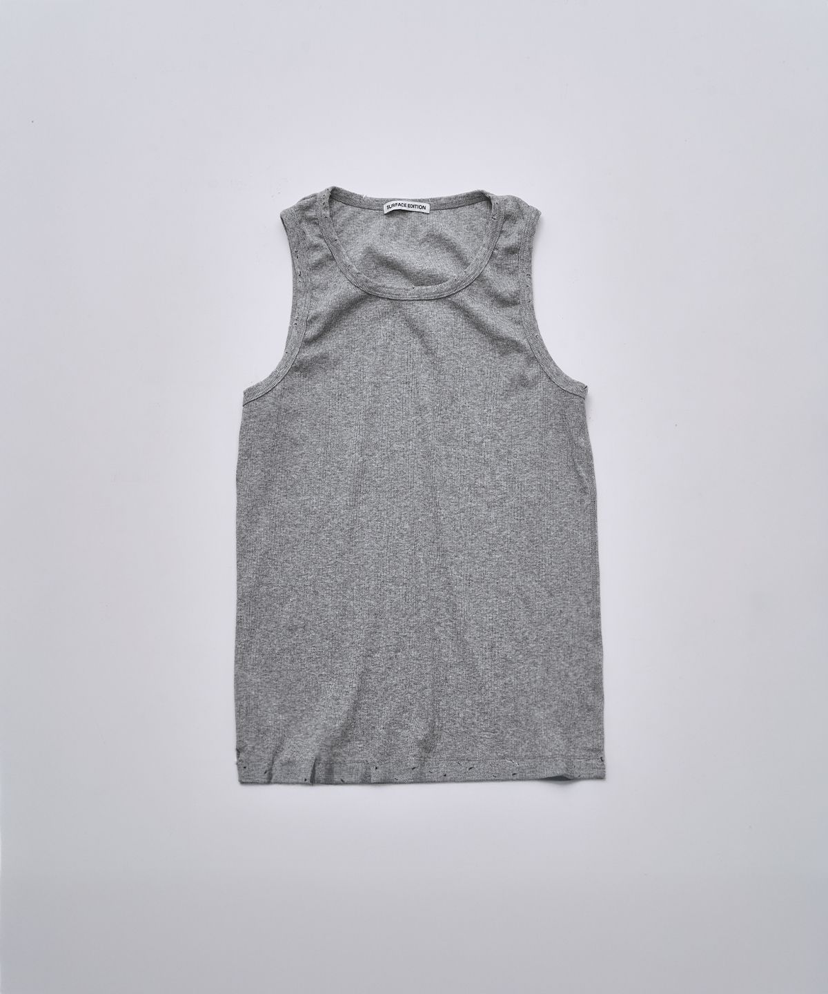서피스에디션(SURFACE EDITION) DAMAGED RIBBED SLEEVELESS GRAY