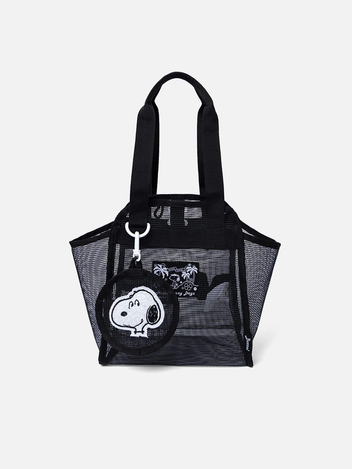 배럴(BARREL) PNTS 스누피 메쉬 토트백 4L 블랙 (B6SUABG070BLK)