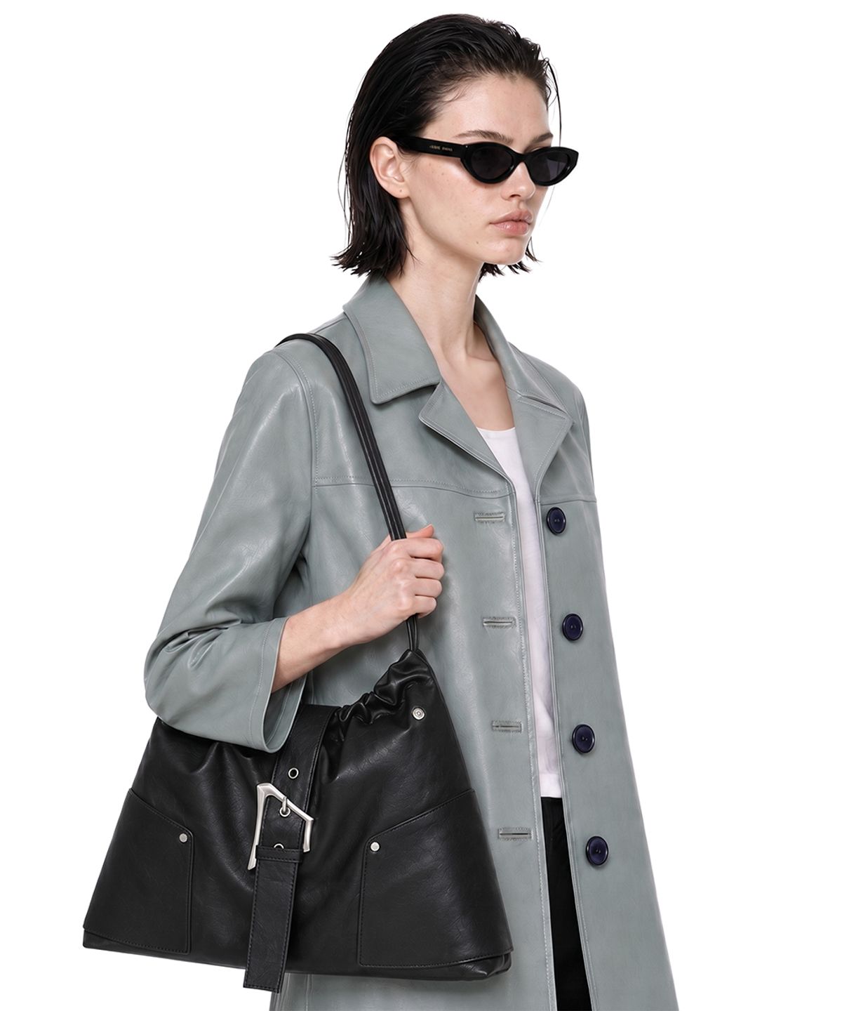 앤어애쉬(ANDAASH) Trapezium draped 004 bag BLACK