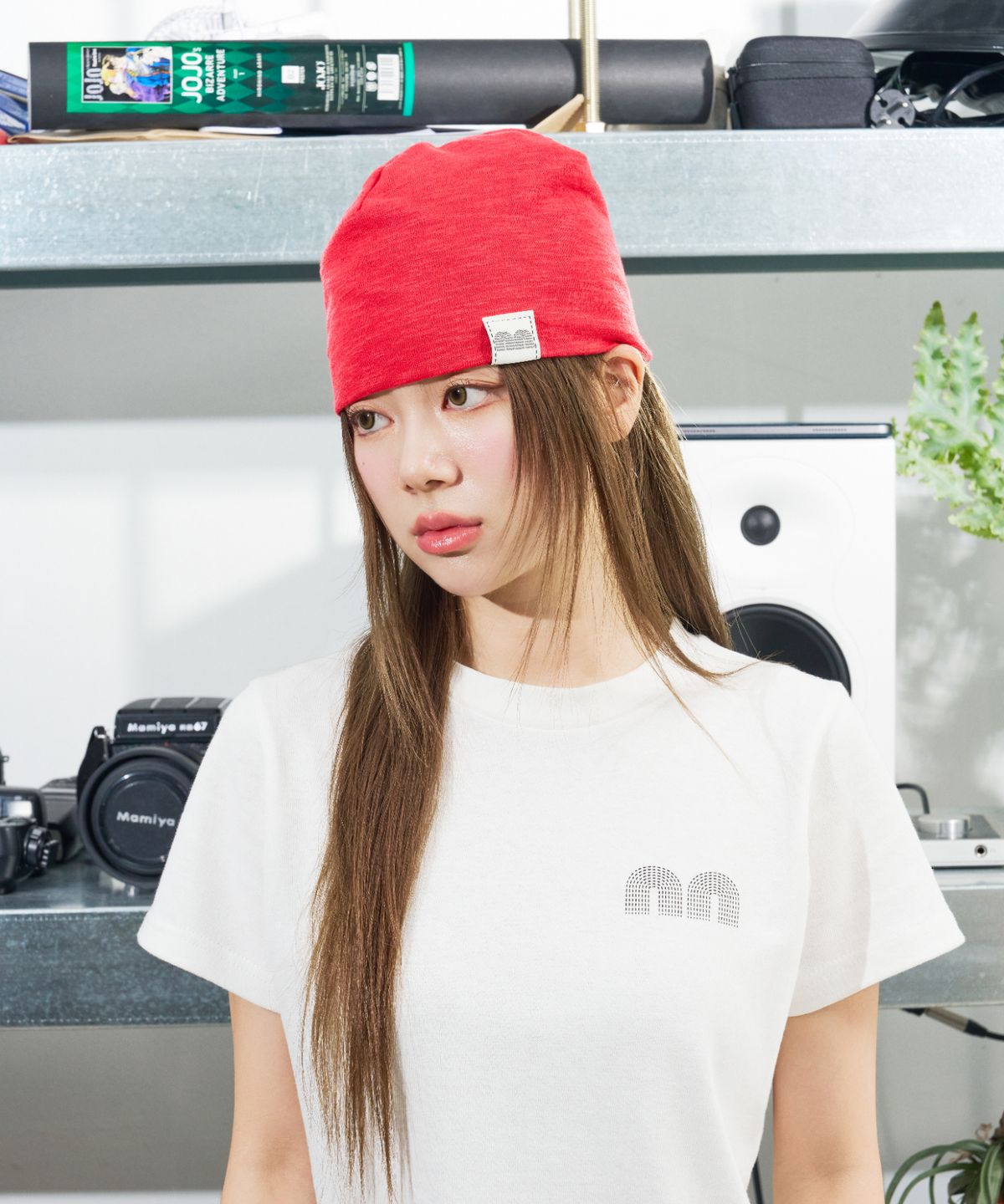 낫뉴(NOT NEW) nn Label Basic Beanie Red