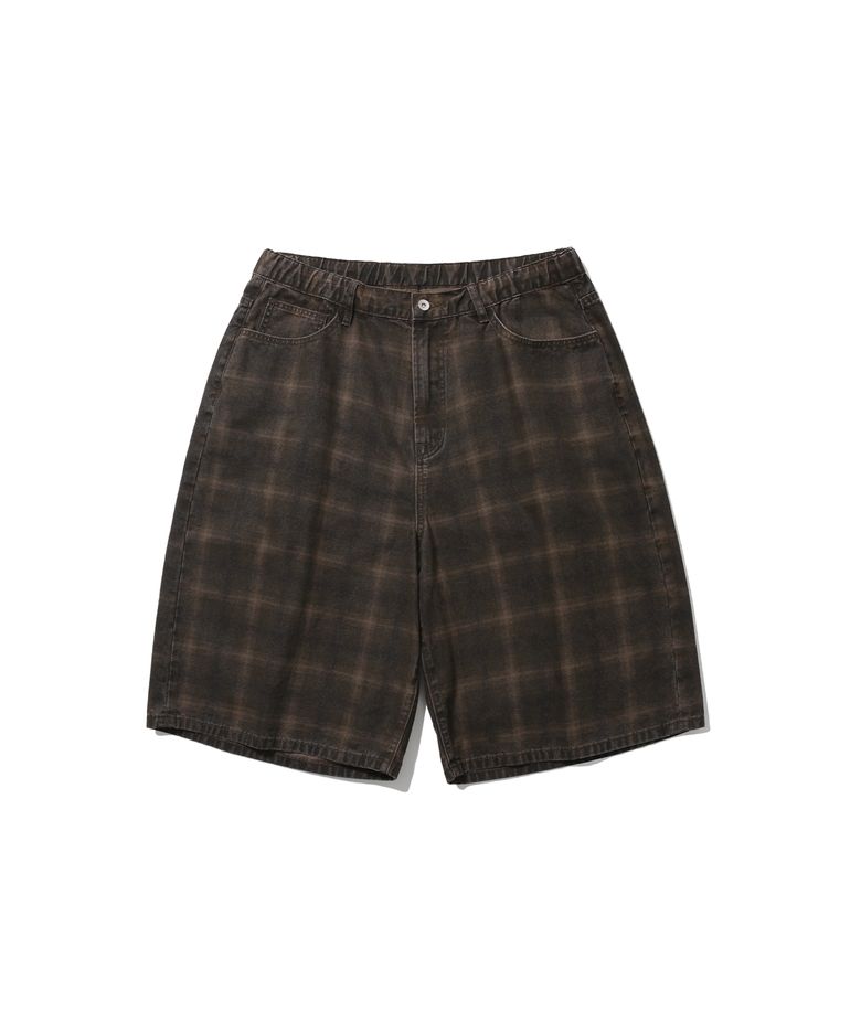 Checked Half Pants - Brown