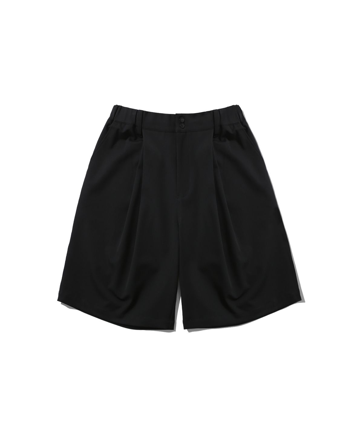 앵글런(ANGLAN) Double Tuck Half Slacks - Black