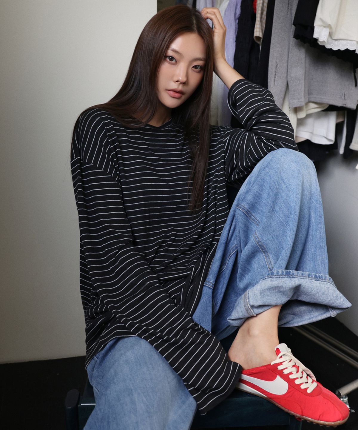 랑거(LANGER) [PLC] mama stripe t-shirt_2Colors