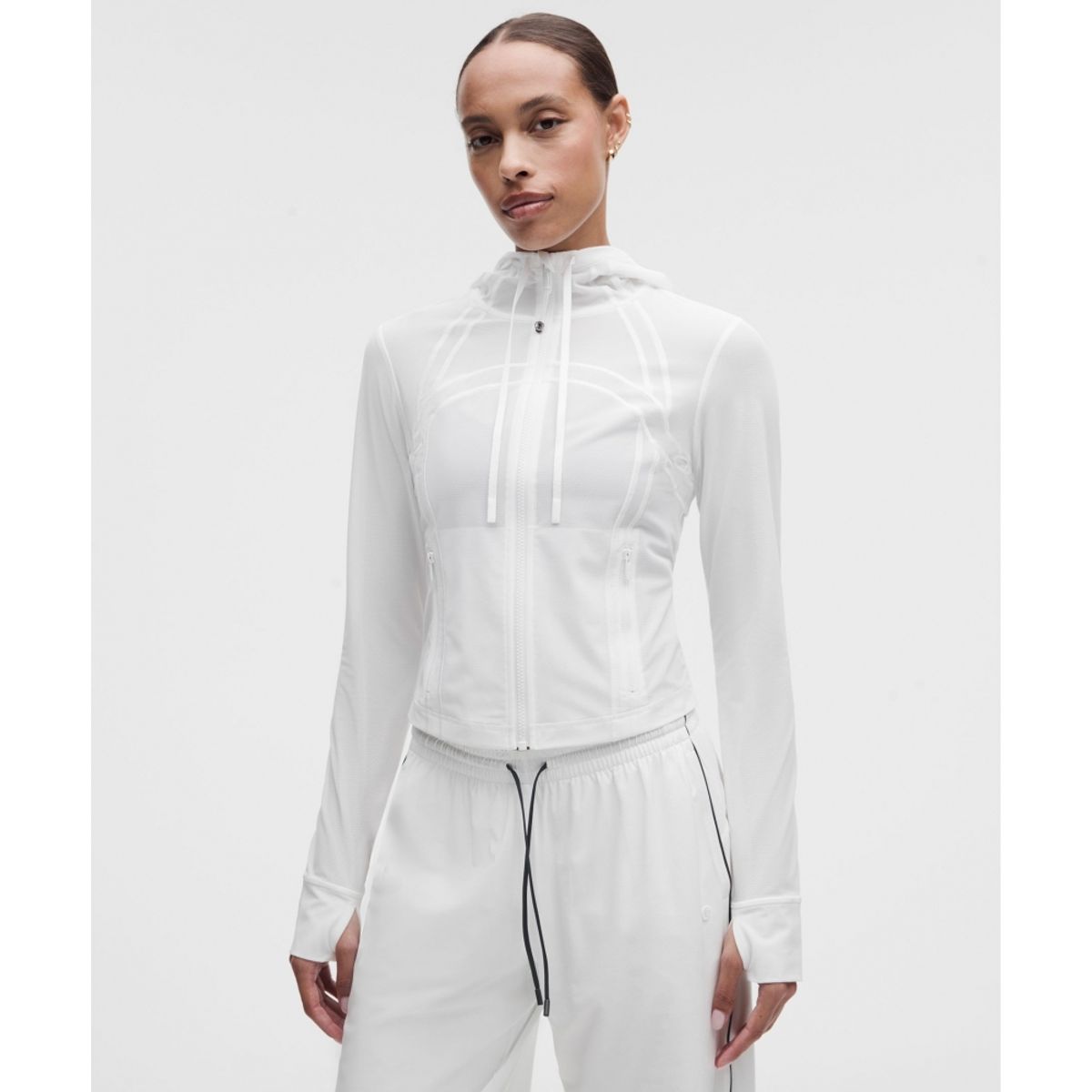 룰루레몬(LULULEMON) 디파인 크롭 후드 재킷 *메쉬  WHT