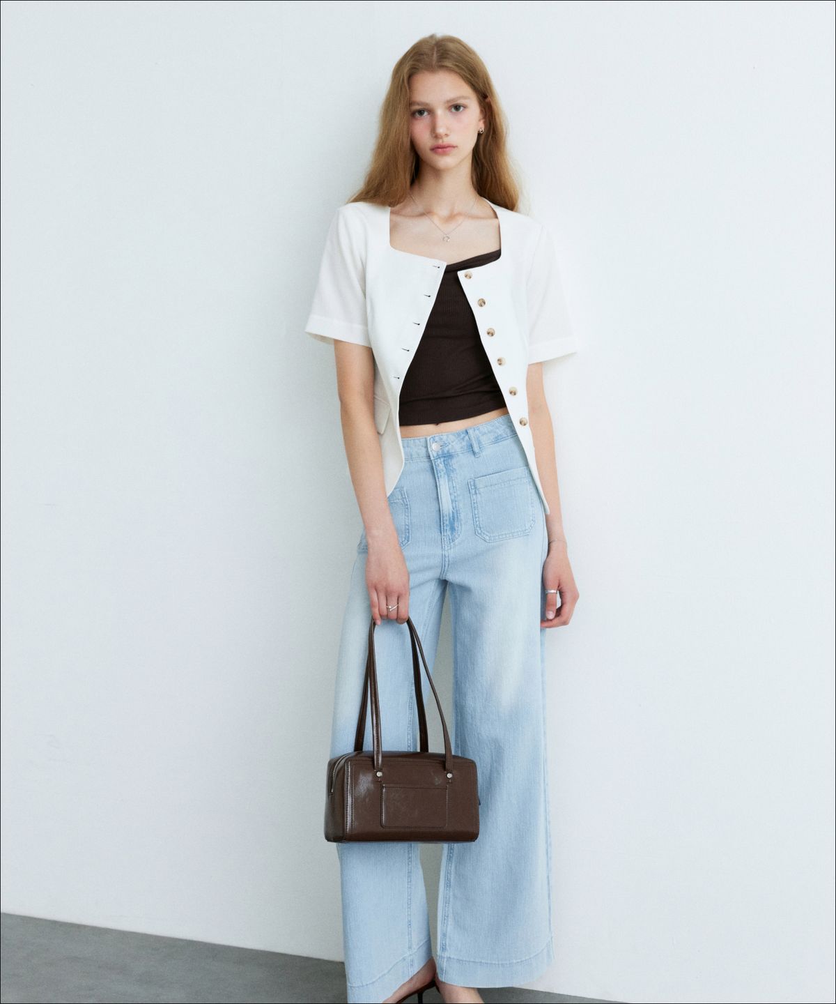미쏘(MIXXO) 린넨 포켓 와이드 플레어 데님 RE TJG51QJ_MIWTJG71QJ