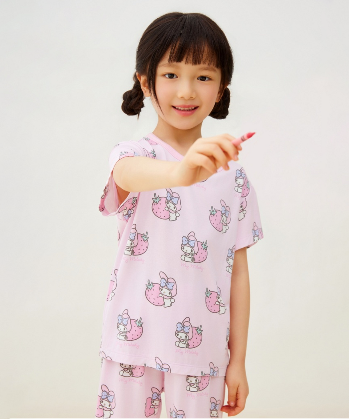 스파오 키즈(SPAO KIDS) [키즈] (산리오캐릭터즈) 3부 모달 실내복(Light Pink)_SPLOG37KU1