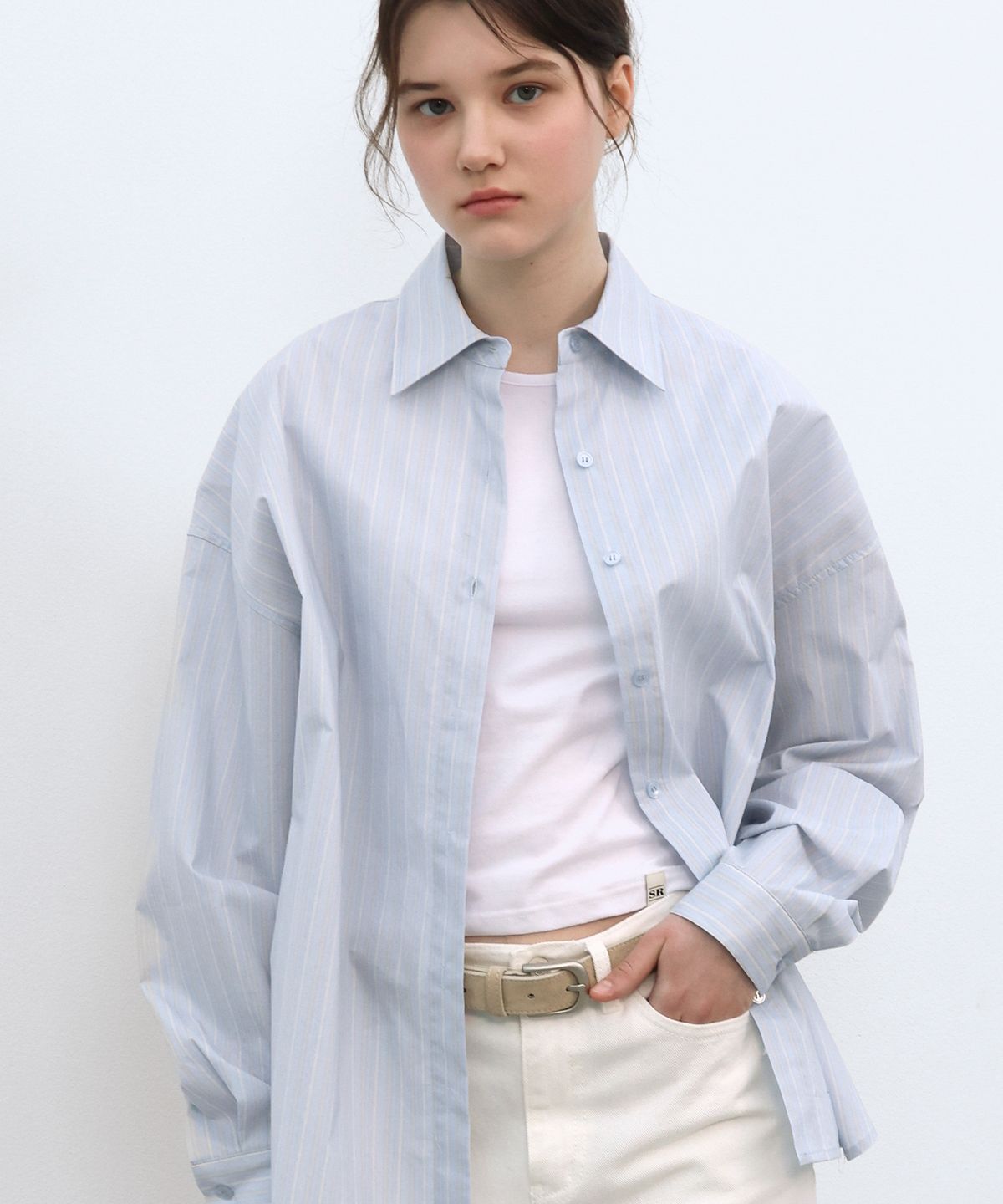 쏘이르(SO IR) STRIPE OVERFIT SHIRT - SKYBLUE