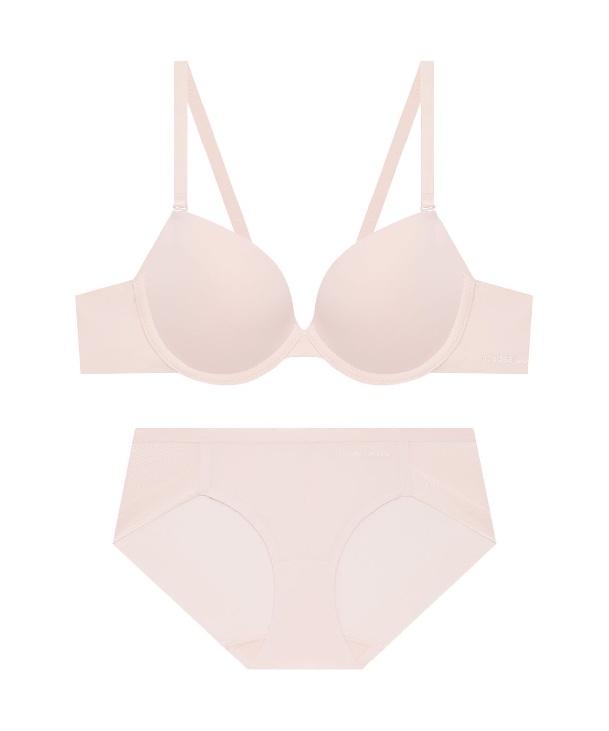 코데즈컴바인 이너웨어(CODES COMBINE INNERWEAR) 쉘론 멀티사이즈 퓨징 브라 햄팬티 세트_라이트코랄