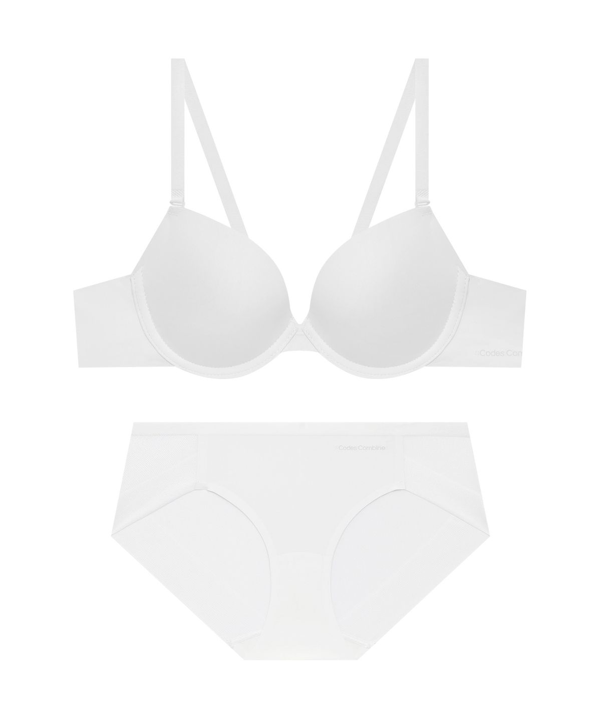코데즈컴바인 이너웨어(CODES COMBINE INNERWEAR) 쉘론 멀티사이즈 퓨징 브라 햄팬티 세트_아이보리
