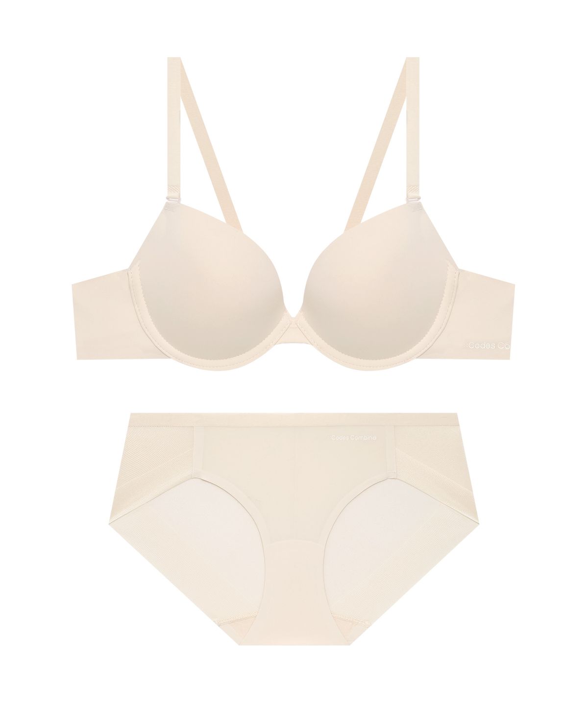 코데즈컴바인 이너웨어(CODES COMBINE INNERWEAR) 쉘론 멀티사이즈 퓨징 브라 햄팬티 세트_스킨