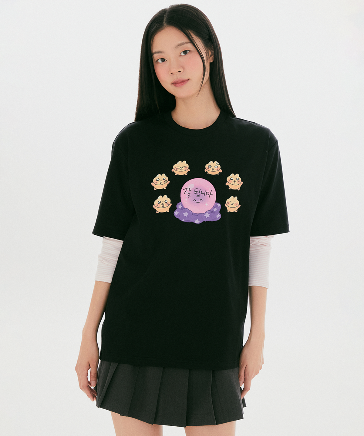 스파오(SPAO) [찌그러진 누룽쥐] 반팔 티셔츠(Black)_SPRLG37U26
