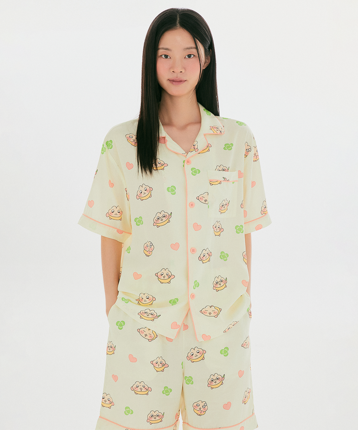 스파오(SPAO) [찌그러진 누룽쥐] 반팔 파자마(Yellow)_SPPPG37U19