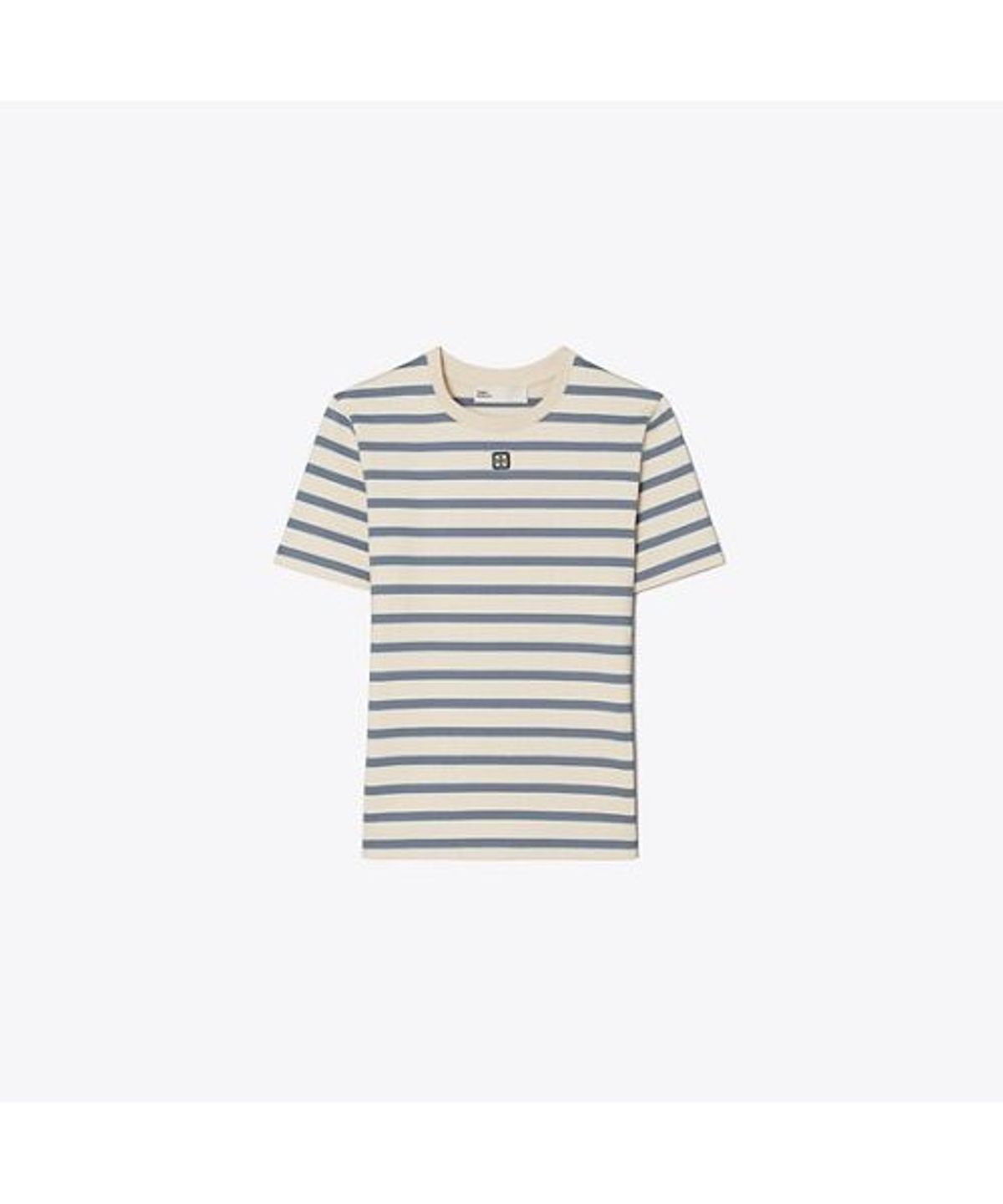 토리버치(TORYBURCH) 스트라이프 코튼 티셔츠 - 라이트 아이보리 / 블루 스트라이프