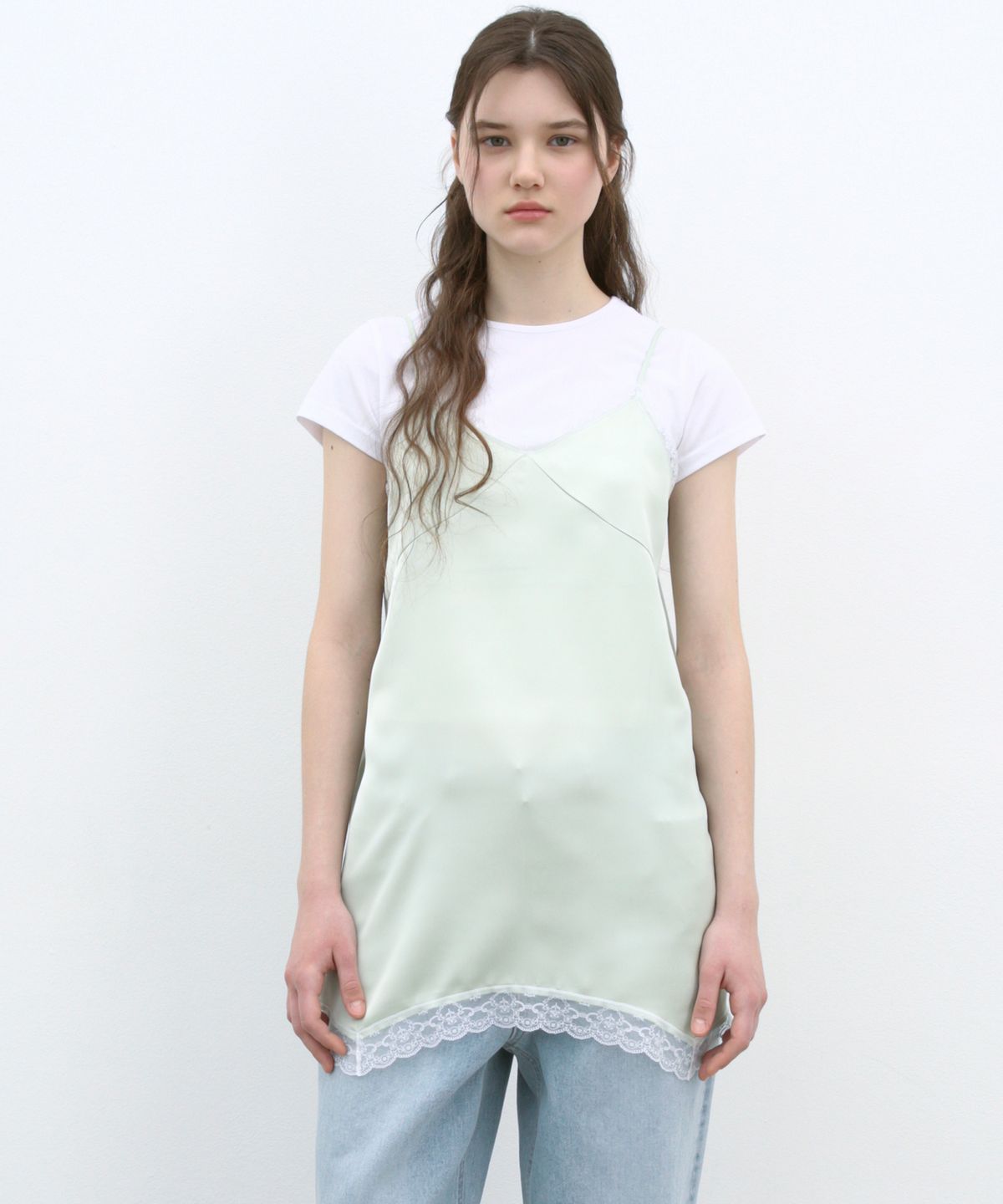 쏘이르(SO IR) LACE SLIP DRESS - GREEN