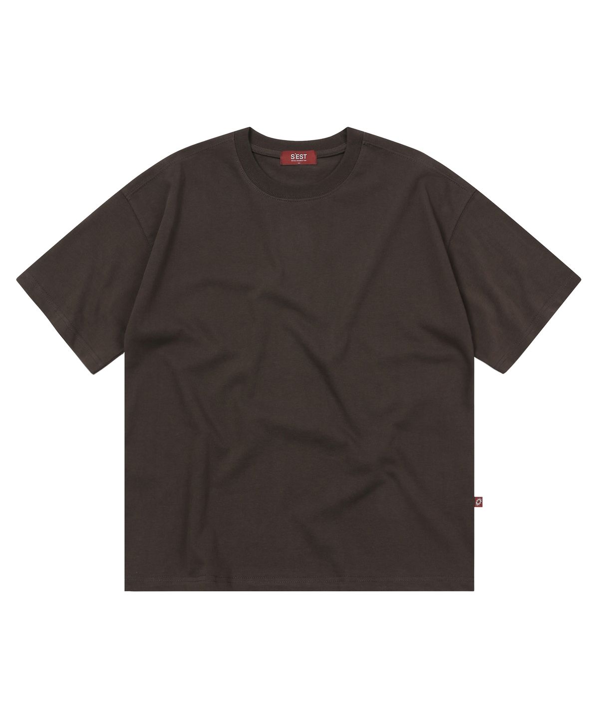 에스이에스티(S'EST) Bio Washing Crop T-shirts Dark Brown