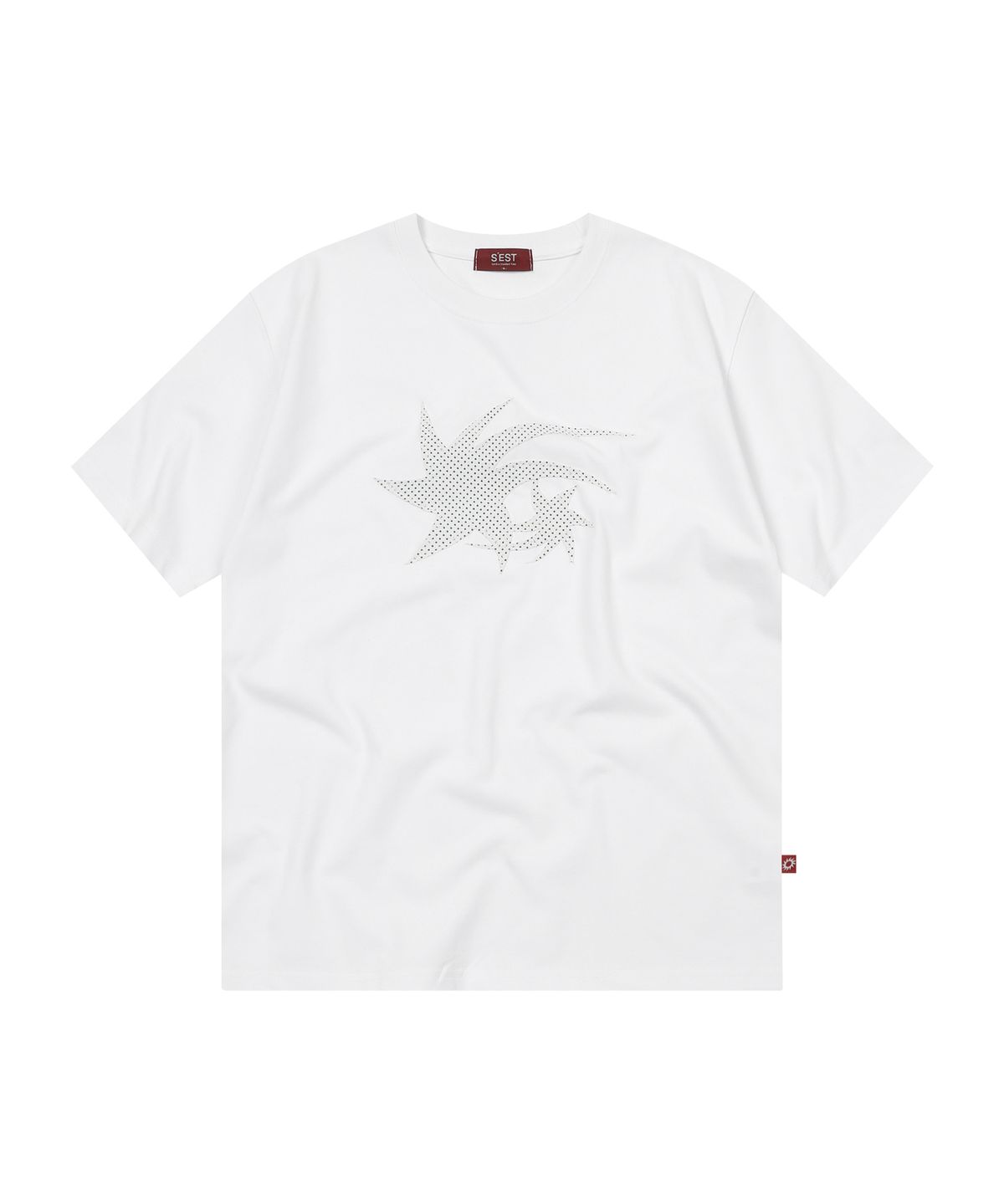 에스이에스티(S'EST) Dot Star Applique T-shirts White