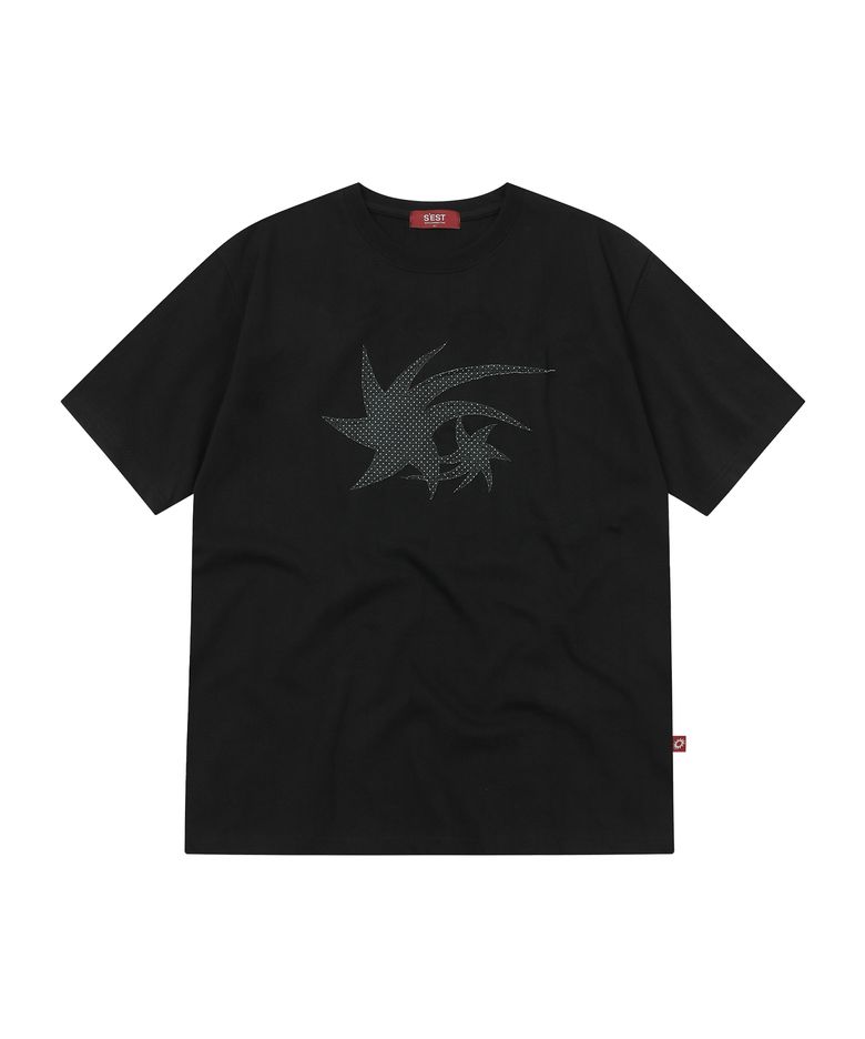 Dot Star Applique T-shirts Black