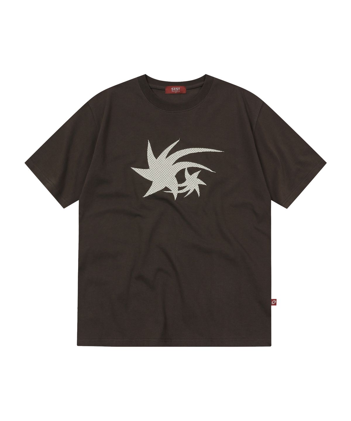 에스이에스티(S'EST) Dot Star Applique T-shirts Dark Brown