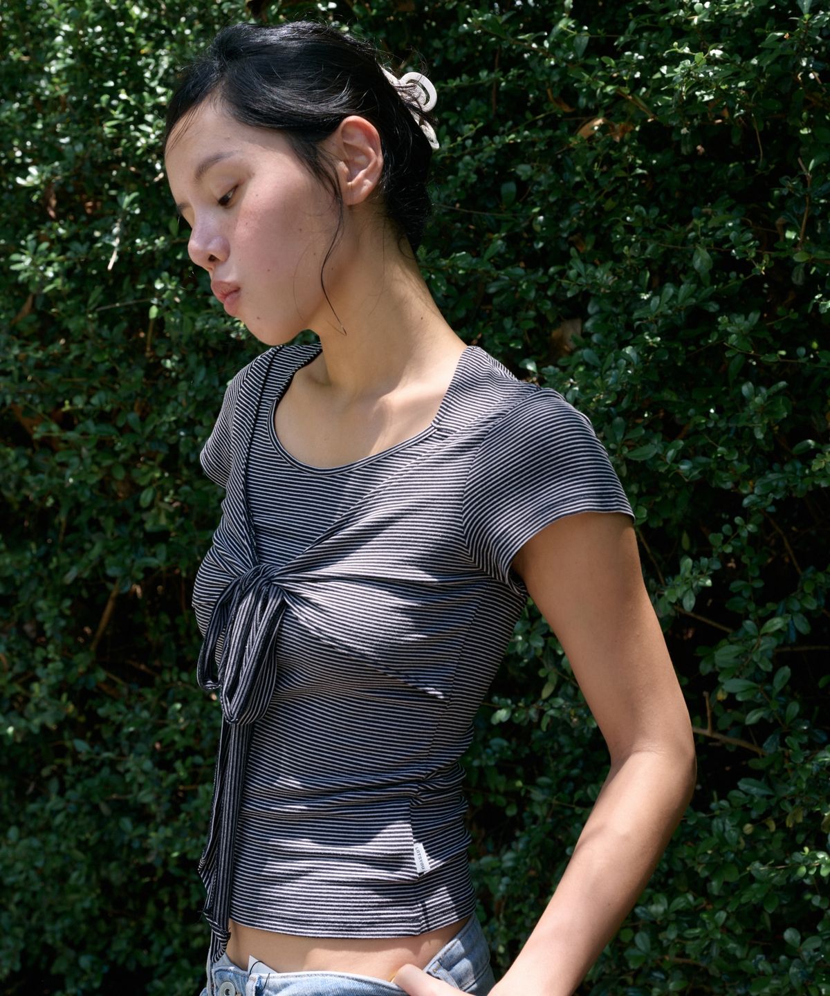 라츠유(LOTSYOU) Twisty Half Sleeve Tee BLACK