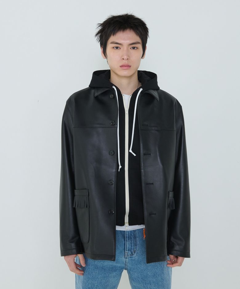 Nuanced Lambskin Car Coat Black