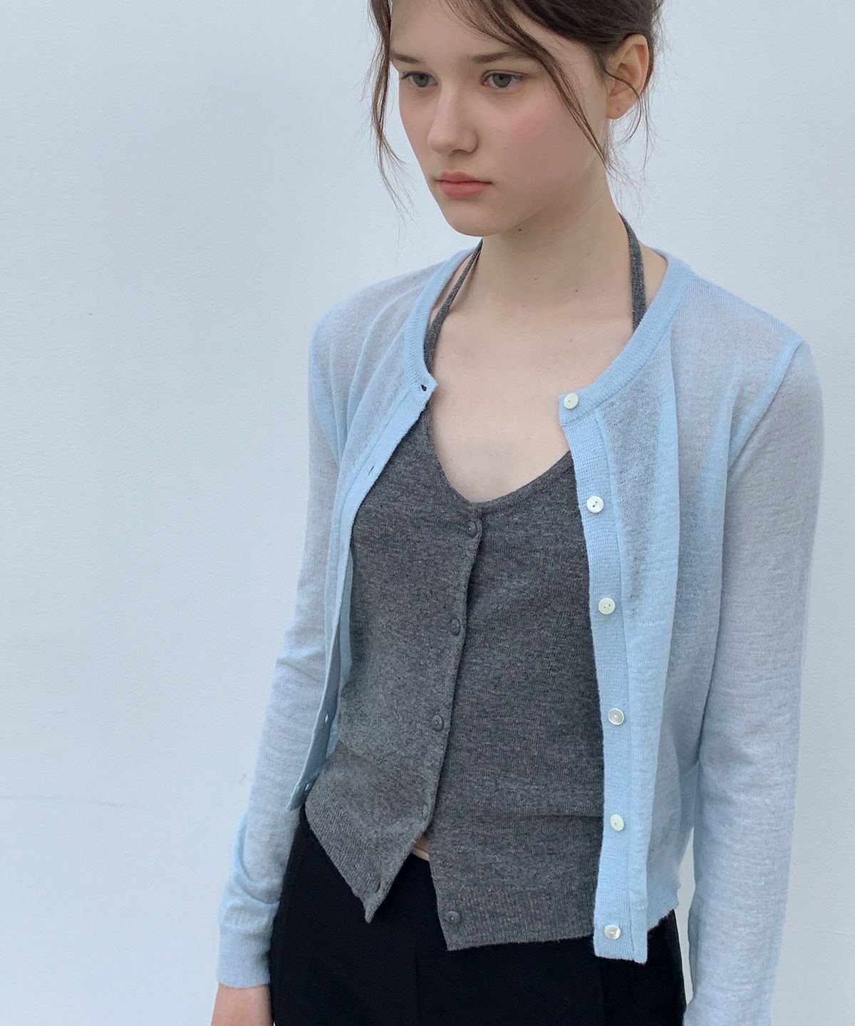 쏘이르(SO IR) MOHAIR BASIC CARDIGAN - SKYBLUE