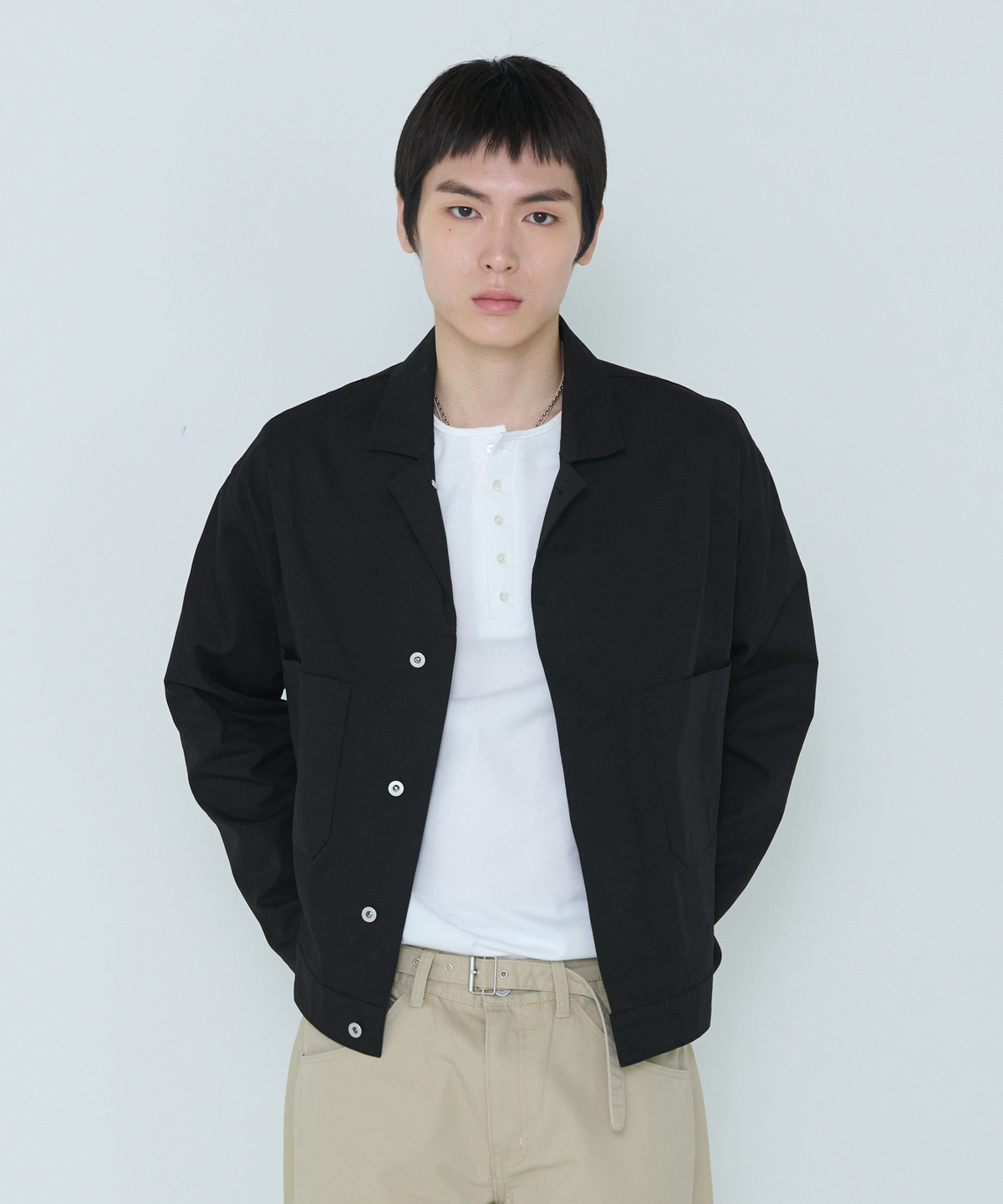 더씽인데어데어(THE THING IN THEIR THERE) Considered Trucker Jacket Black