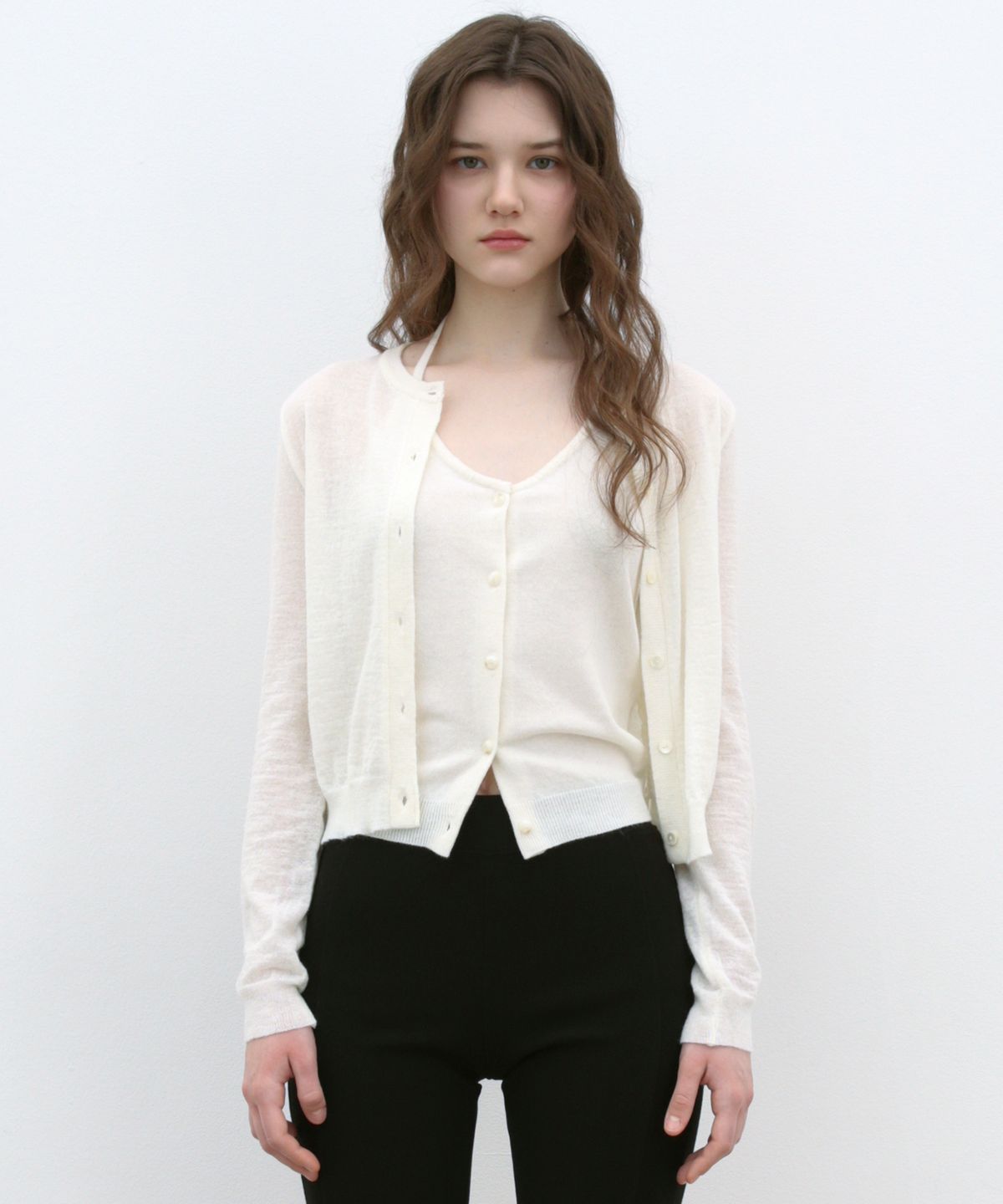 쏘이르(SO IR) MOHAIR BASIC CARDIGAN - IVORY