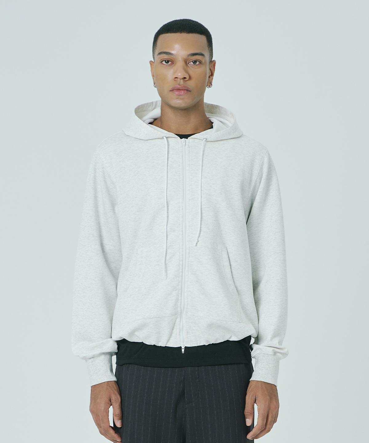 더씽인데어데어(THE THING IN THEIR THERE) Adaptive Zip-Up Hoodie Melange