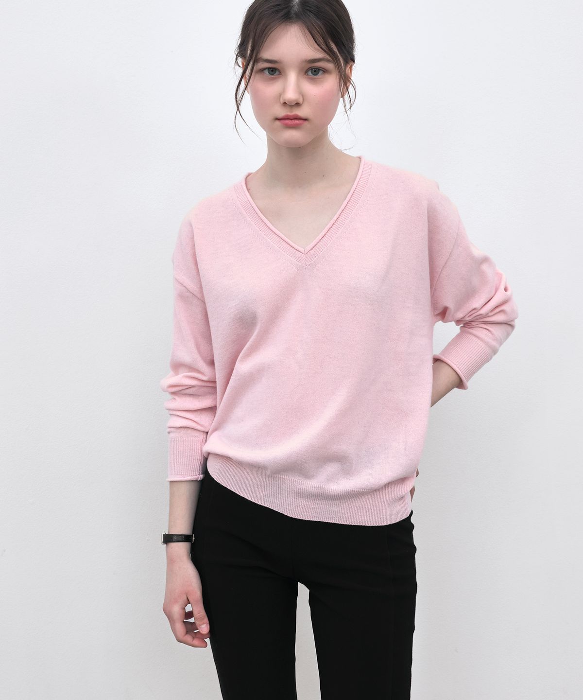 쏘이르(SO IR) V NECK WOOL KNIT - PINK