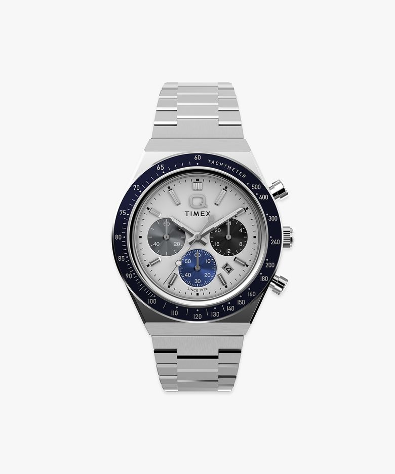 Q TIMEX 크로노그래프 서브다이얼 메탈시계 40mm