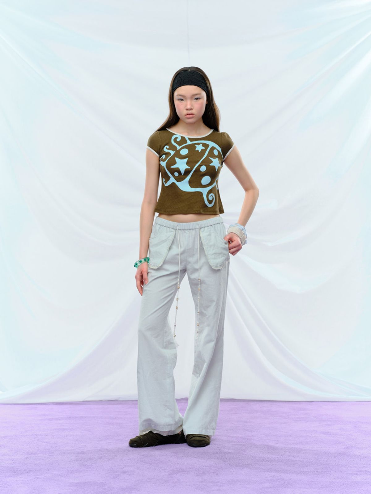 퓨레(PUREE) Wood Beaded Pants Icy mint