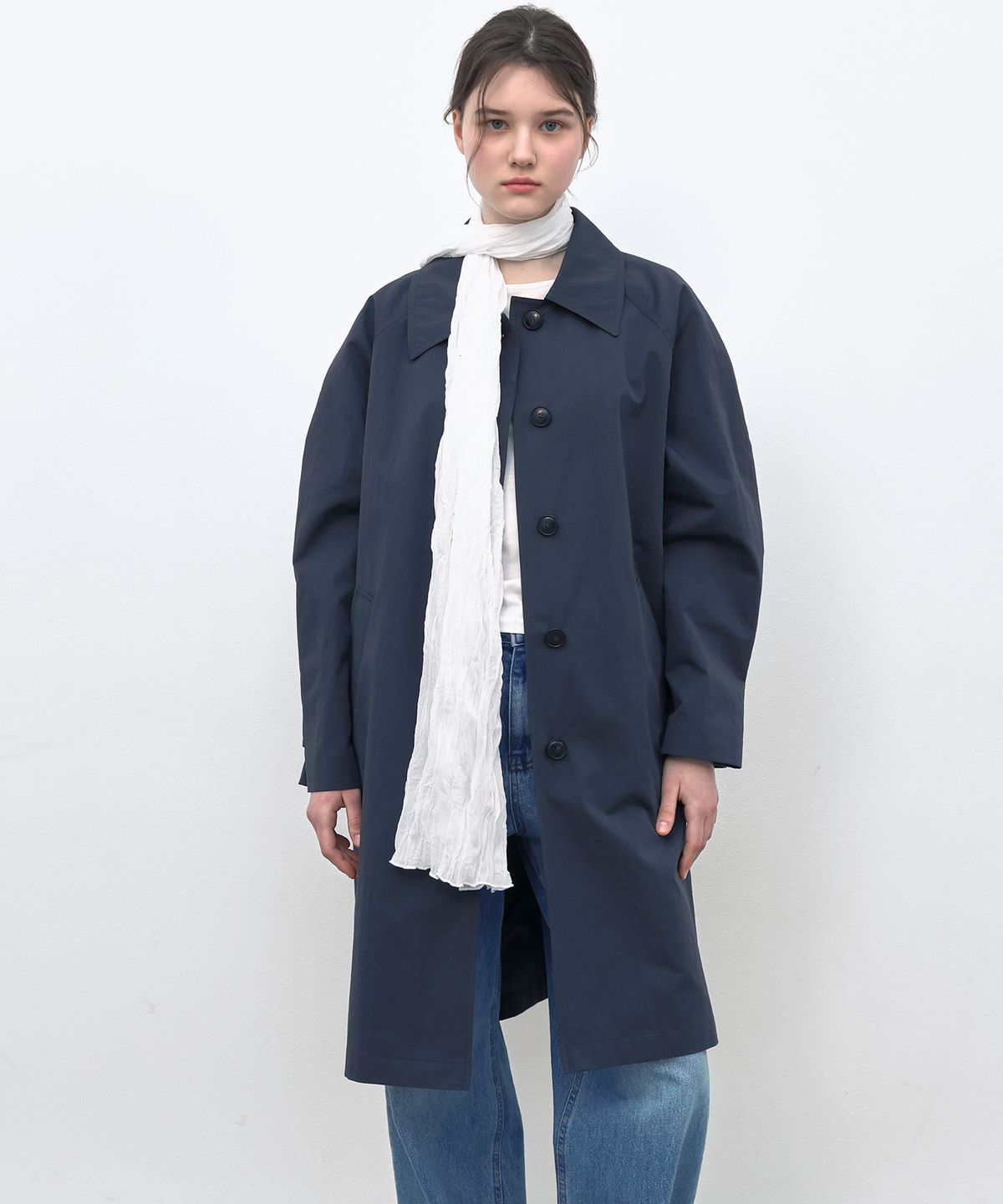 쏘이르(SO IR) HALF TRENCH COAT - CHARCOAL