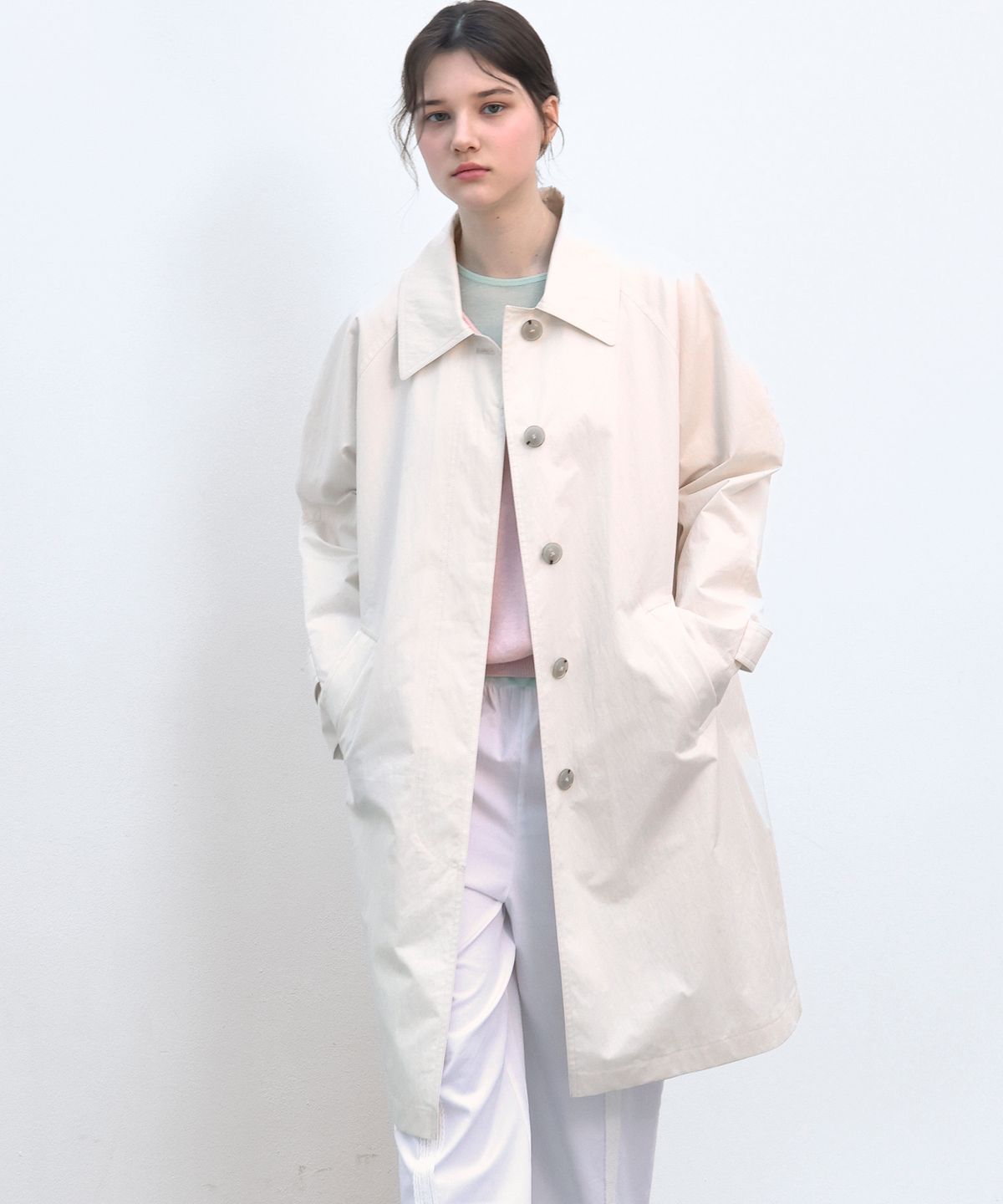 쏘이르(SO IR) HALF TRENCH COAT - IVORY