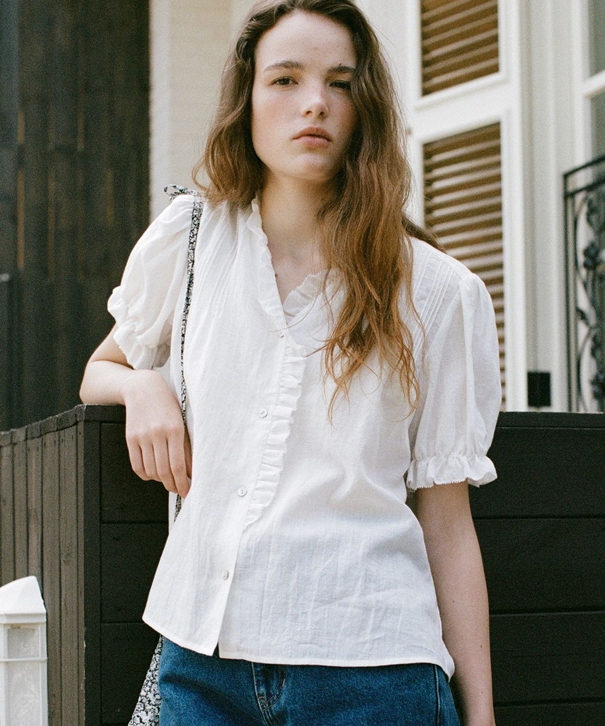 블랭크03(BLANK03) linen pin-tuck blouse (off white)